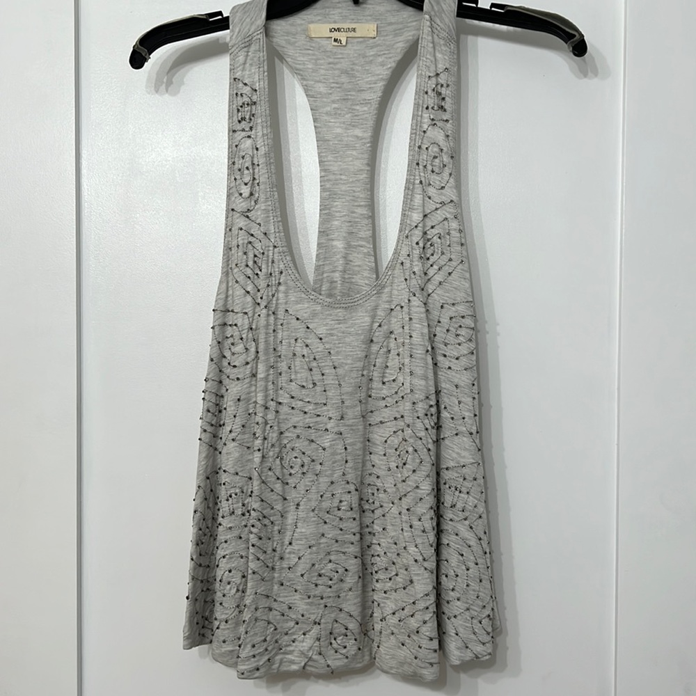 Love culture beaded tank. Size M